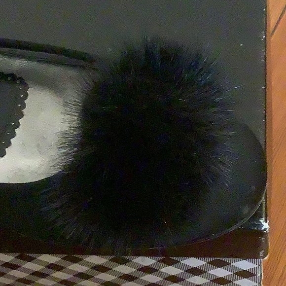 Delman black flats with mink bows sz 8 - Picture 3 of 4